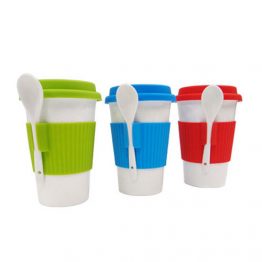 3003-350ml Ceramic Tumbler Mug with Spoon